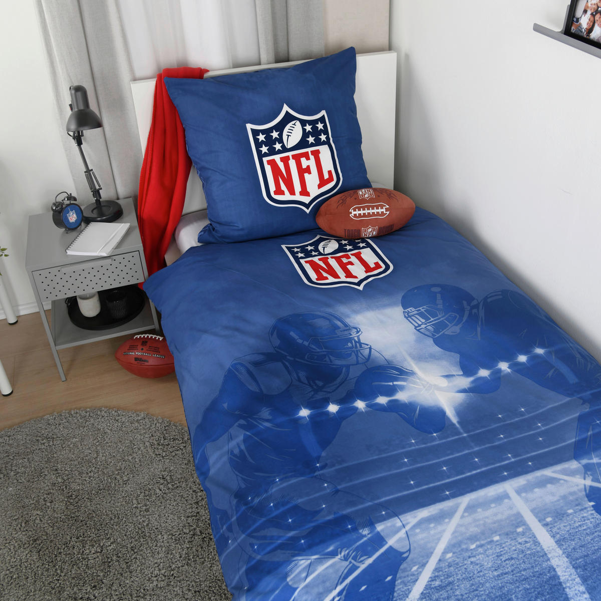 JUGENDBETTWÄSCHE NFL Renforcé 135/200 cm  - Hellblau, Design, Textil (135/200cm) - Herding