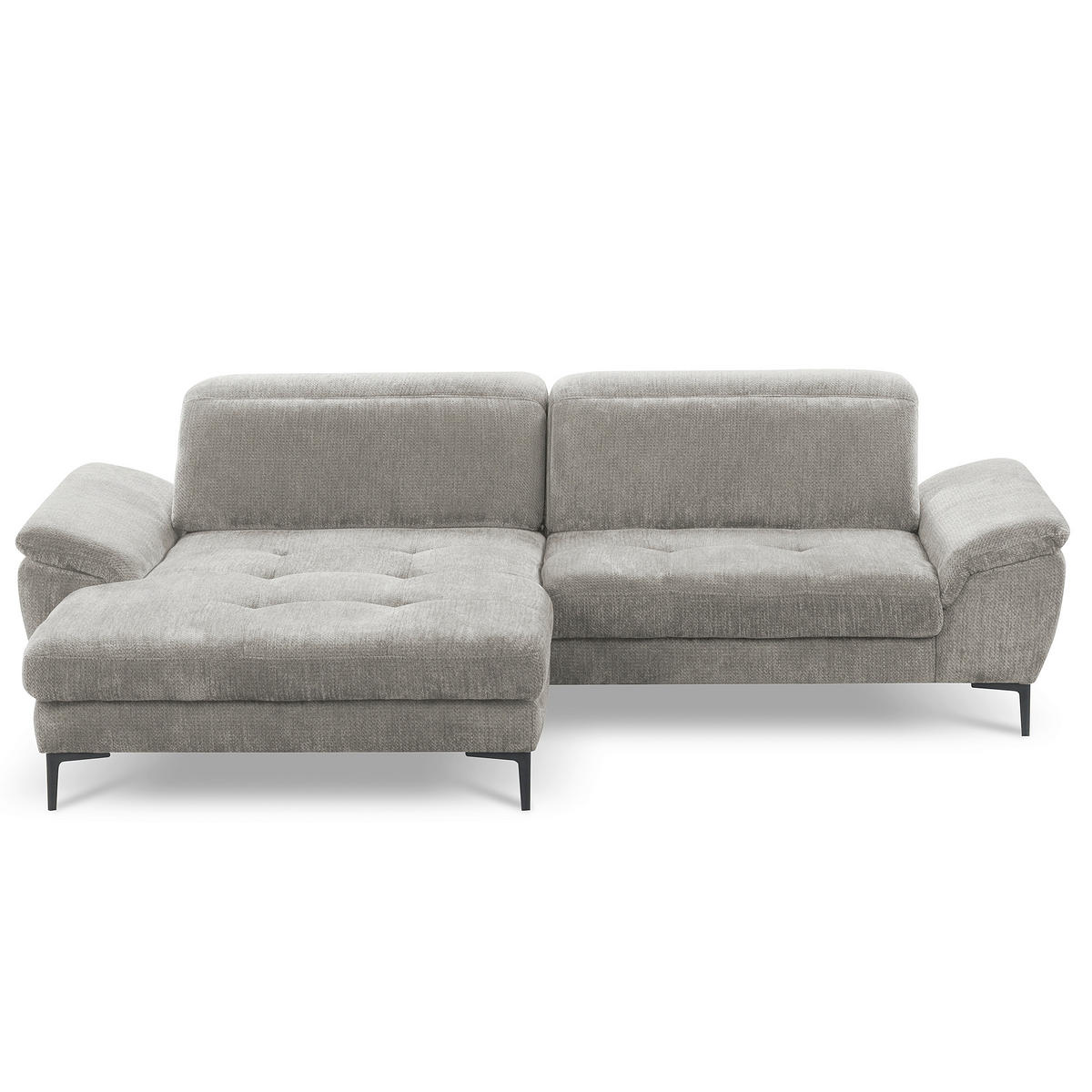 ECKSOFA  Webstoff Greige  - Greige/Schwarz, Design, Textil/Metall (195/268cm) - Livetastic