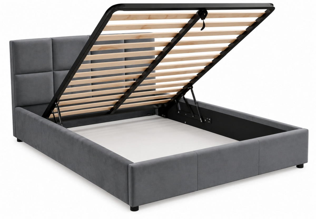 Pat Tapițat, 160/200 cm, gri - negru/gri, Basics, plastic/lemn (160/200cm) - Carryhome