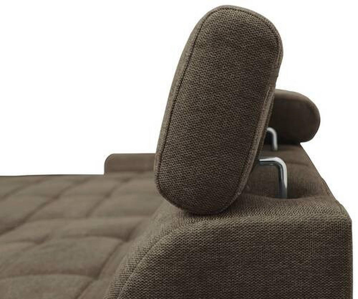 ECKSOFA in Webstoff Dunkelbraun  - Weiss/Dunkelbraun, Design, Kunststoff/Textil (276/173cm) - Stylife