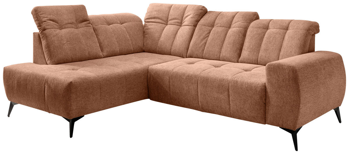 ECKSOFA Koralle Chenille  - Koralle/Schwarz, MODERN, Textil/Metall (200/261cm) - Livetastic