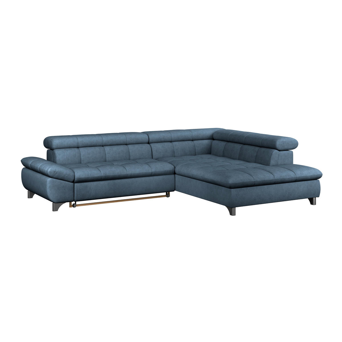 ECKSOFA Dunkelblau Chenille  - Chromfarben/Dunkelblau, KONVENTIONELL, Textil/Metall (312/234cm) - Livetastic