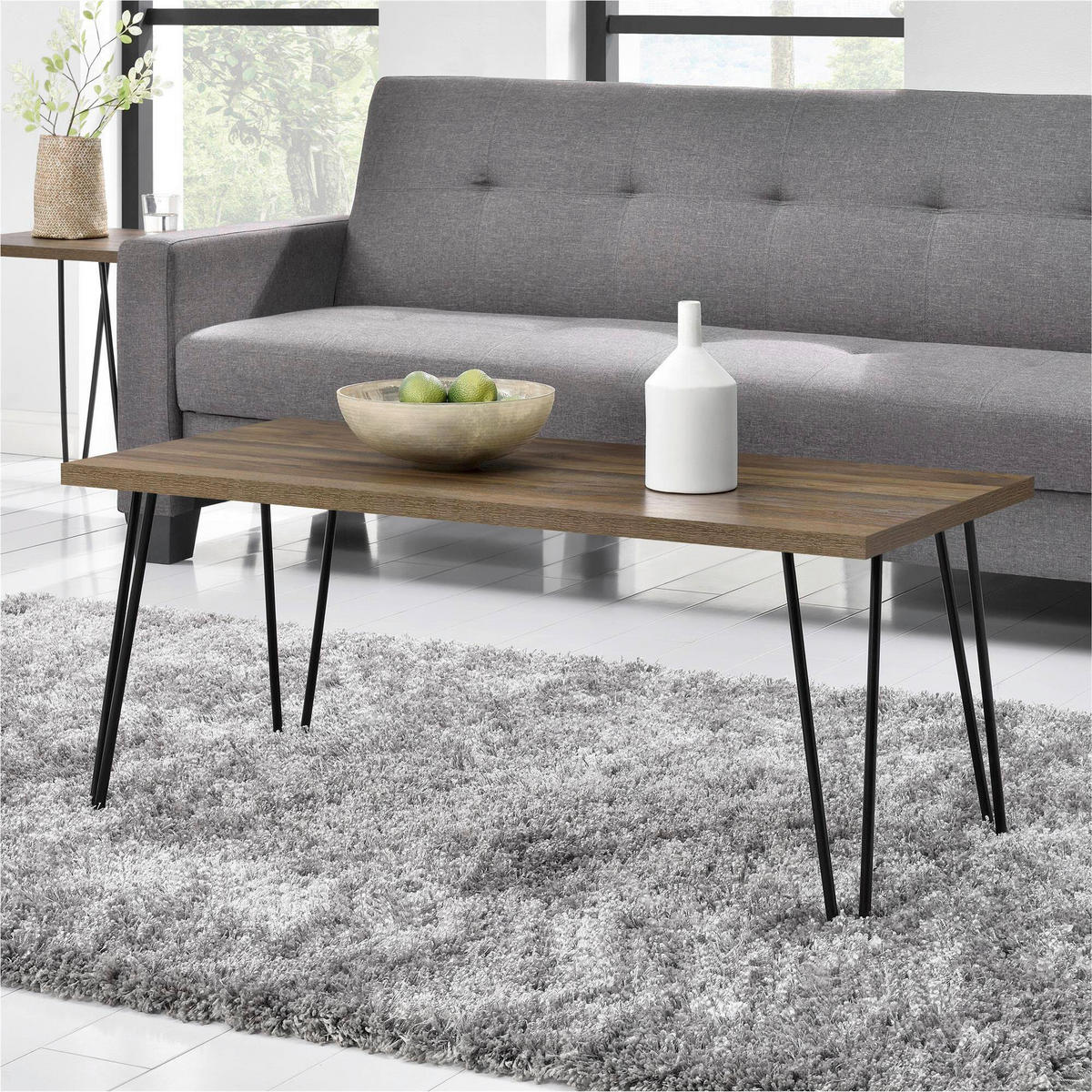 COUCHTISCH Owen 105/49/45 cm rechteckig Walnussfarben  - Walnussfarben/Schwarz, Design, Holzwerkstoff/Metall (105/49/45cm) - MID.YOU