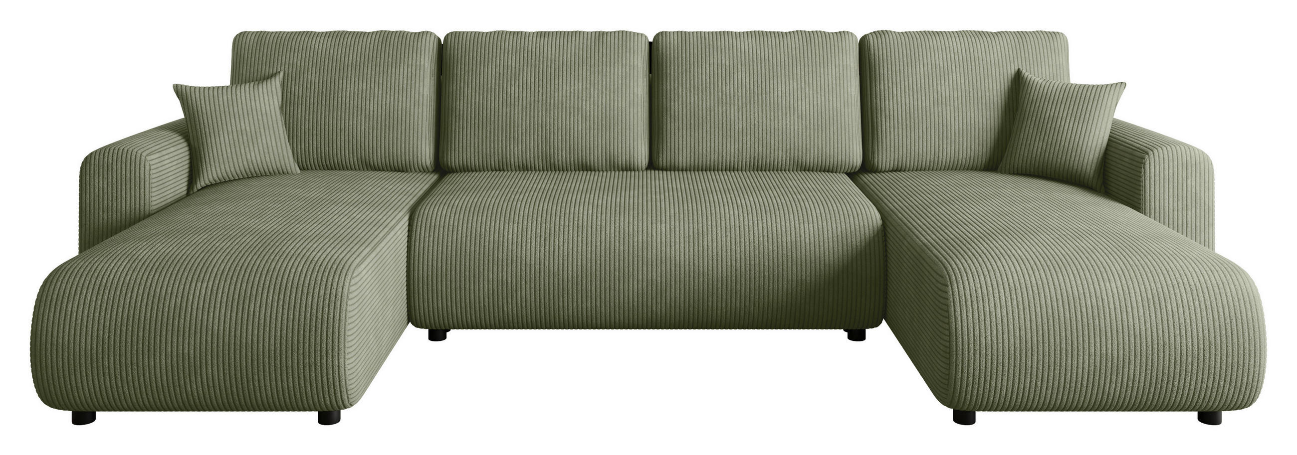 WOHNLANDSCHAFT Grün Cord  - Schwarz/Grün, KONVENTIONELL, Textil (152/318/152cm) - Xora