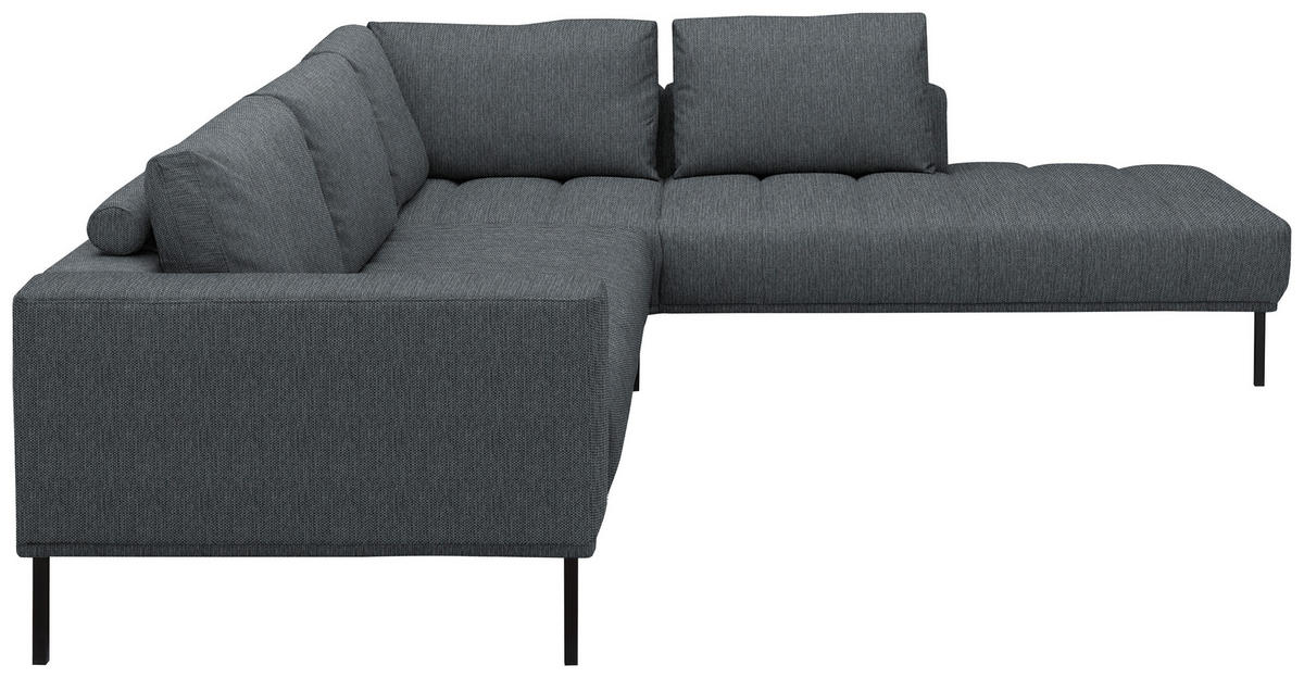 ECKSOFA Flachgewebe Anthrazit  - Anthrazit/Schwarz, Design, Textil/Metall (308/270cm) - Pure Home Lifestyle