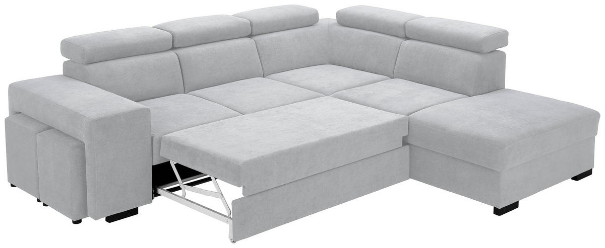 ECKSOFA Hellgrau Webstoff  - Hellgrau/Schwarz, KONVENTIONELL, Holz/Textil (283/244cm) - Carryhome