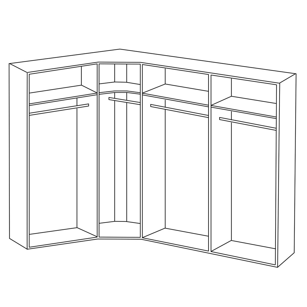 ECKKLEIDERSCHRANK 196/236/296 cm Weiß, Weiß Hochglanz  - Weiß Hochglanz/Silberfarben, Design, Holzwerkstoff/Metall (196/236/296cm) - Jutzler