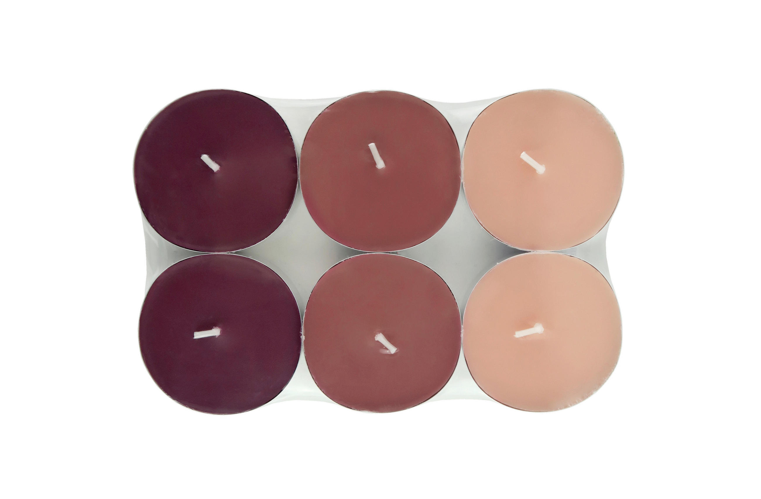 SADA ČAJOVÝCH SVIEČOK jazmín 6 kus - pink/svetloružová, Basics, kov/parafín (5,7/1,9cm) - Ambia Home