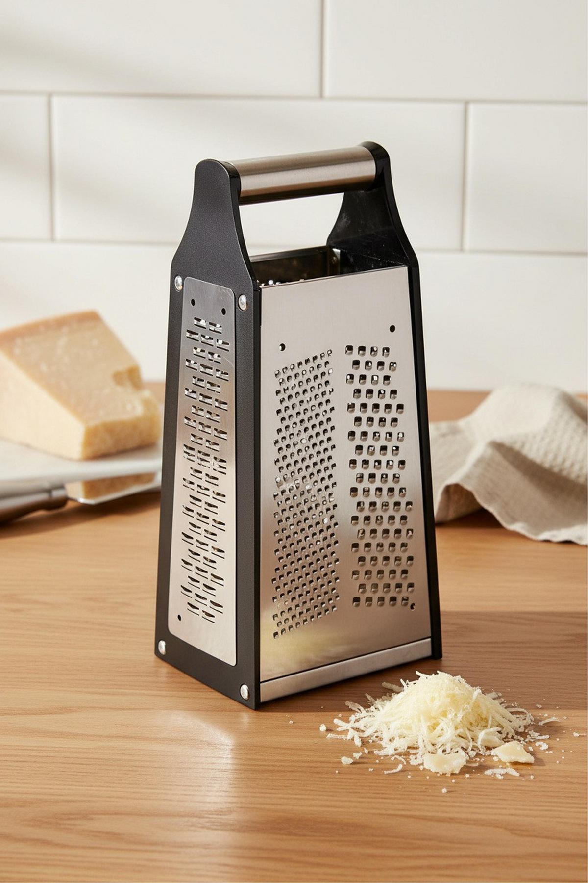 KÄSEREIBE - Edelstahlfarben/Schwarz, Basics, Metall (12/9/27cm) - moHA!