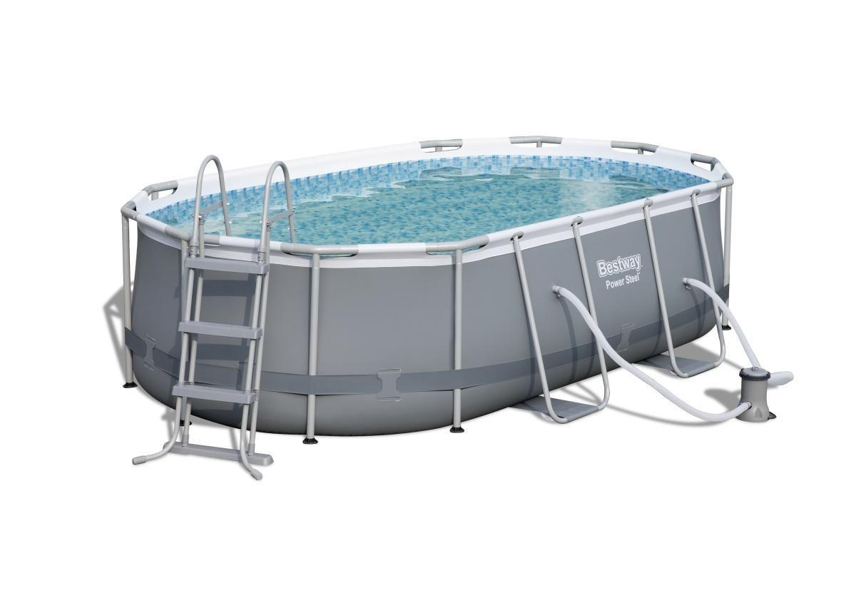 POOL 56620GS 424/250/100 cm  - Weiß/Grau, KONVENTIONELL, Kunststoff/Metall (424/250/100cm) - Bestway