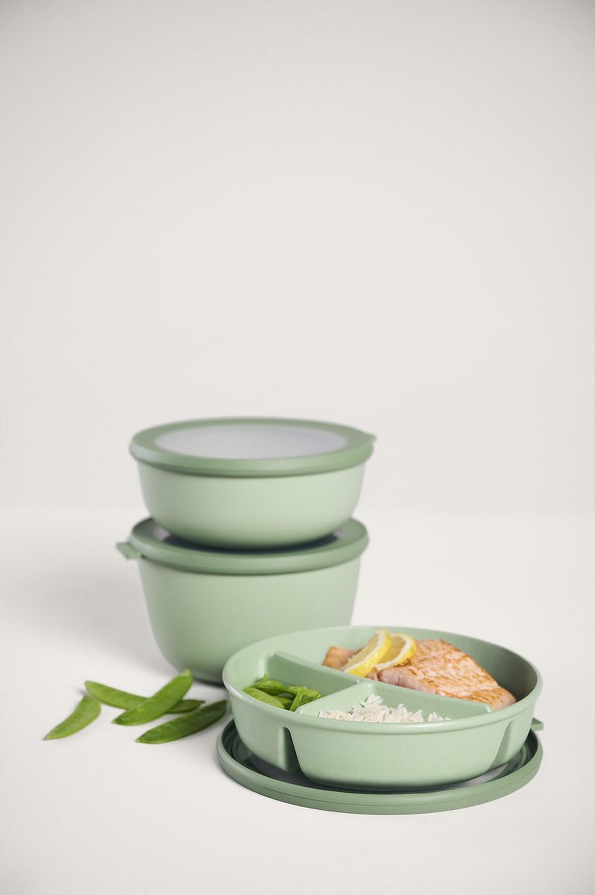 BENTO BOX plast  plast 1.0 l - priehľadné/šalviovozelená, Konventionell, plast (23/23/6cm) - Mepal