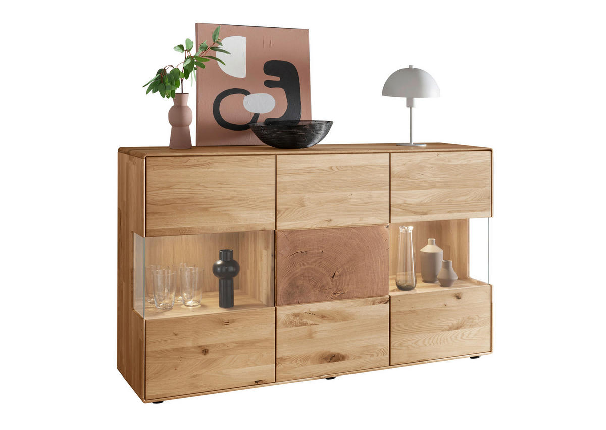 SIDEBOARD  150/89/40 cm  - Wildeiche, Basics, Glas/Holz (150/89/40cm) - Livetastic