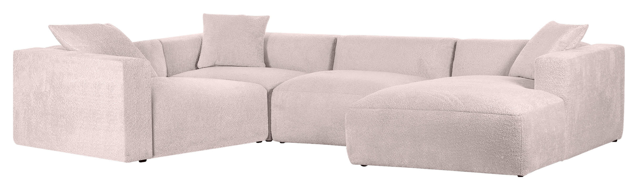 WOHNLANDSCHAFT Rosa Chenille  - Schwarz/Rosa, MODERN, Kunststoff/Textil (225/356/178cm) - Carryhome