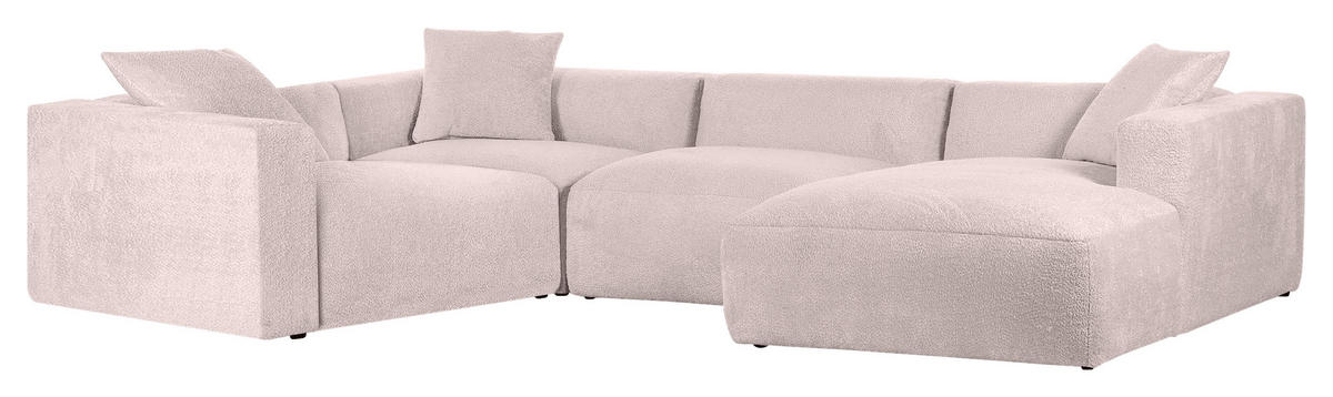 WOHNLANDSCHAFT Rosa Chenille  - Schwarz/Rosa, MODERN, Kunststoff/Textil (225/356/178cm) - Carryhome