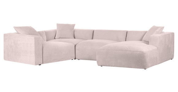 WOHNLANDSCHAFT  in Chenille Rosa  - Schwarz/Rosa, MODERN, Kunststoff/Textil (225/356/178cm) - Carryhome