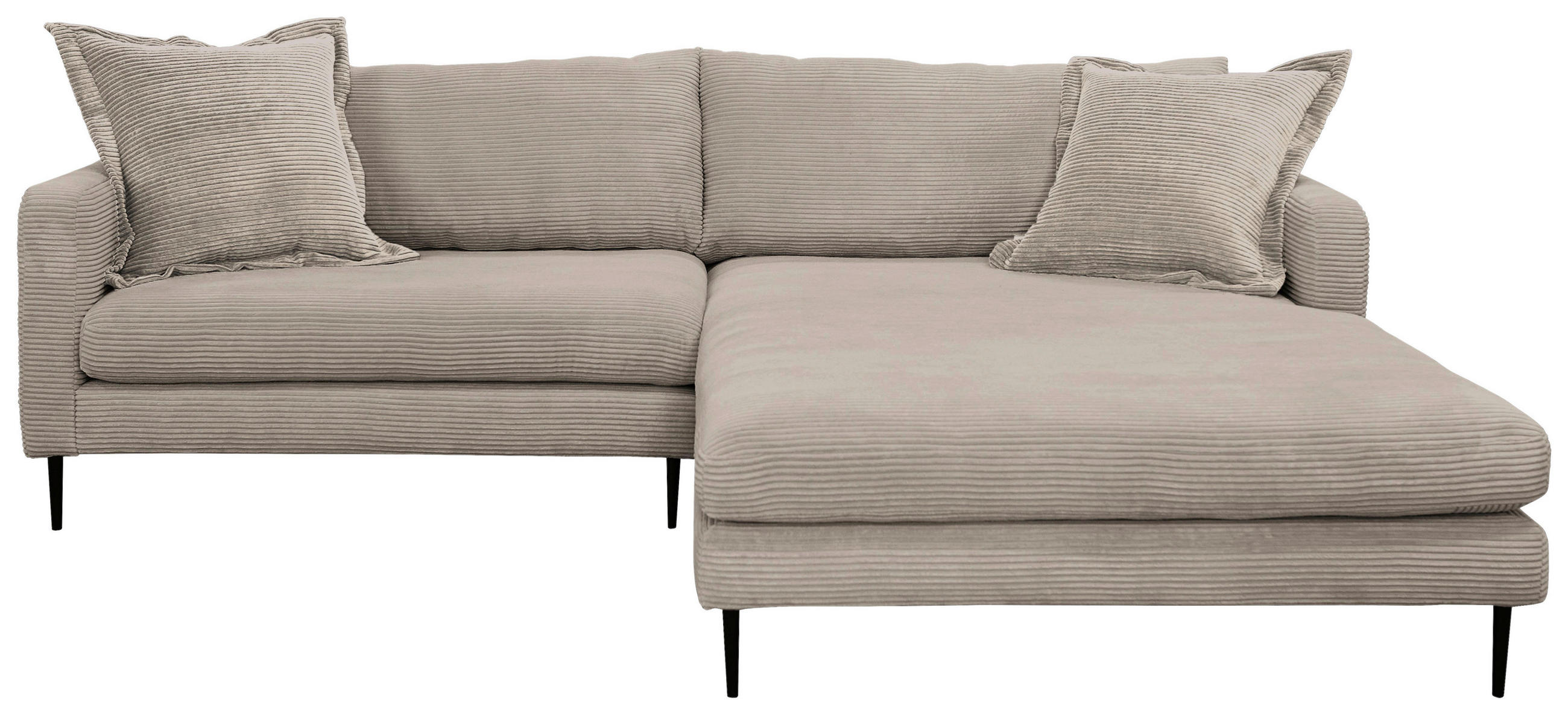 ECKSOFA Hellbraun Cord  - Hellbraun/Schwarz, Design, Textil/Metall (268/193cm) - P & B