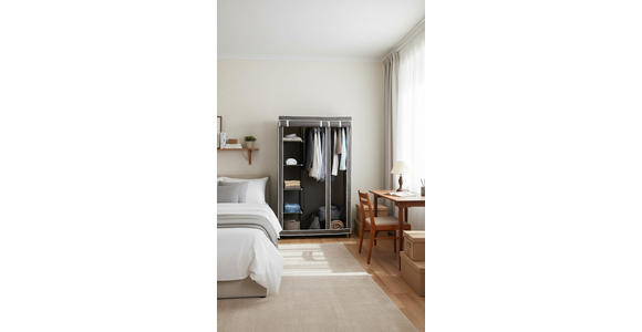 STOFFSCHRANK 110/178/46 cm  in Grau  - Grau, Basics, Kunststoff/Textil (110/178/46cm) - Carryhome