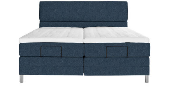 BOXSPRINGBETT 180/200 cm  in Blau  - Chromfarben/Blau, KONVENTIONELL, Kunststoff/Textil (180/200cm) - Voleo