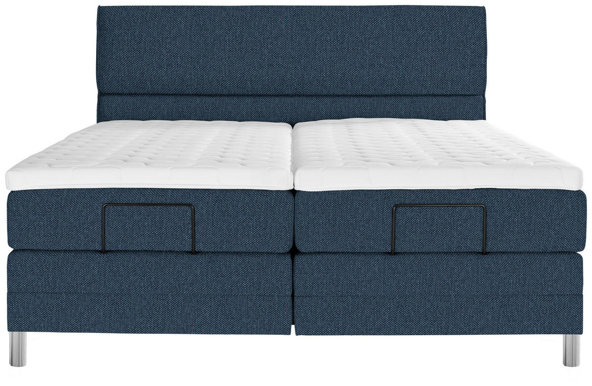 BOXSPRINGBETT 180/200 cm  in Blau  - Chromfarben/Blau, Konventionell, Kunststoff/Textil (180/200cm) - Voleo
