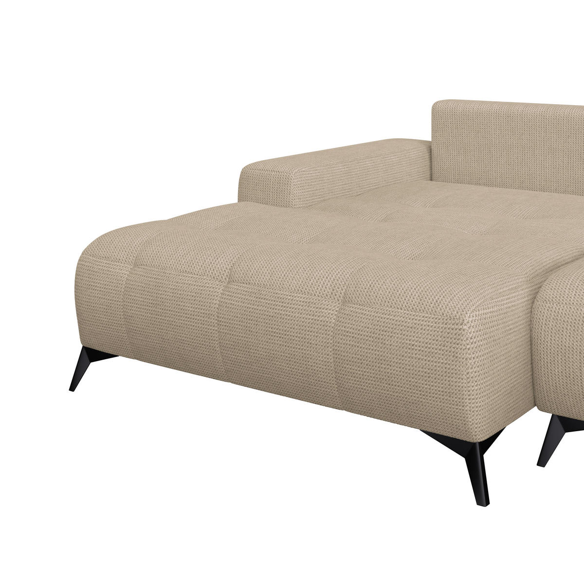 ECKSOFA MAURO Beige Flachgewebe  - Beige/Schwarz, Trend, Textil/Metall (175/290cm) - MID.YOU