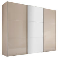 SCHWEBETÜRENSCHRANK in Sandfarben, Alufarben  - Sandfarben/Alufarben, Konventionell, Glas/Holzwerkstoff (298/222/68cm) - Moderano