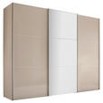 SCHWEBETÜRENSCHRANK 298/222/68 cm 3-türig Alufarben, Sandfarben  - Sandfarben/Alufarben, KONVENTIONELL, Glas/Holzwerkstoff (298/222/68cm) - Moderano