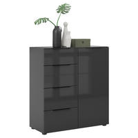 KOMMODE Style  in 90/99/40 cm  - Anthrazit/Anthrazit Hochglanz, Basics, Glas/Holzwerkstoff (90/99/40cm)