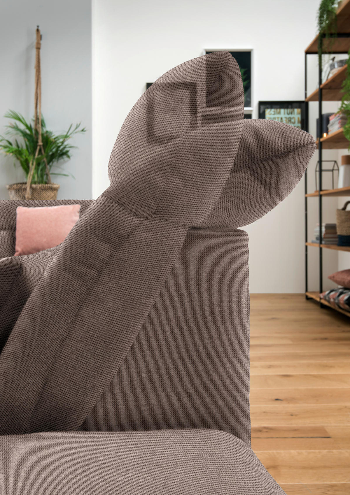 WOHNLANDSCHAFT in Mikrofaser Hellbraun  - Chromfarben/Hellbraun, Design, Kunststoff/Textil (211/350/204cm) - Xora