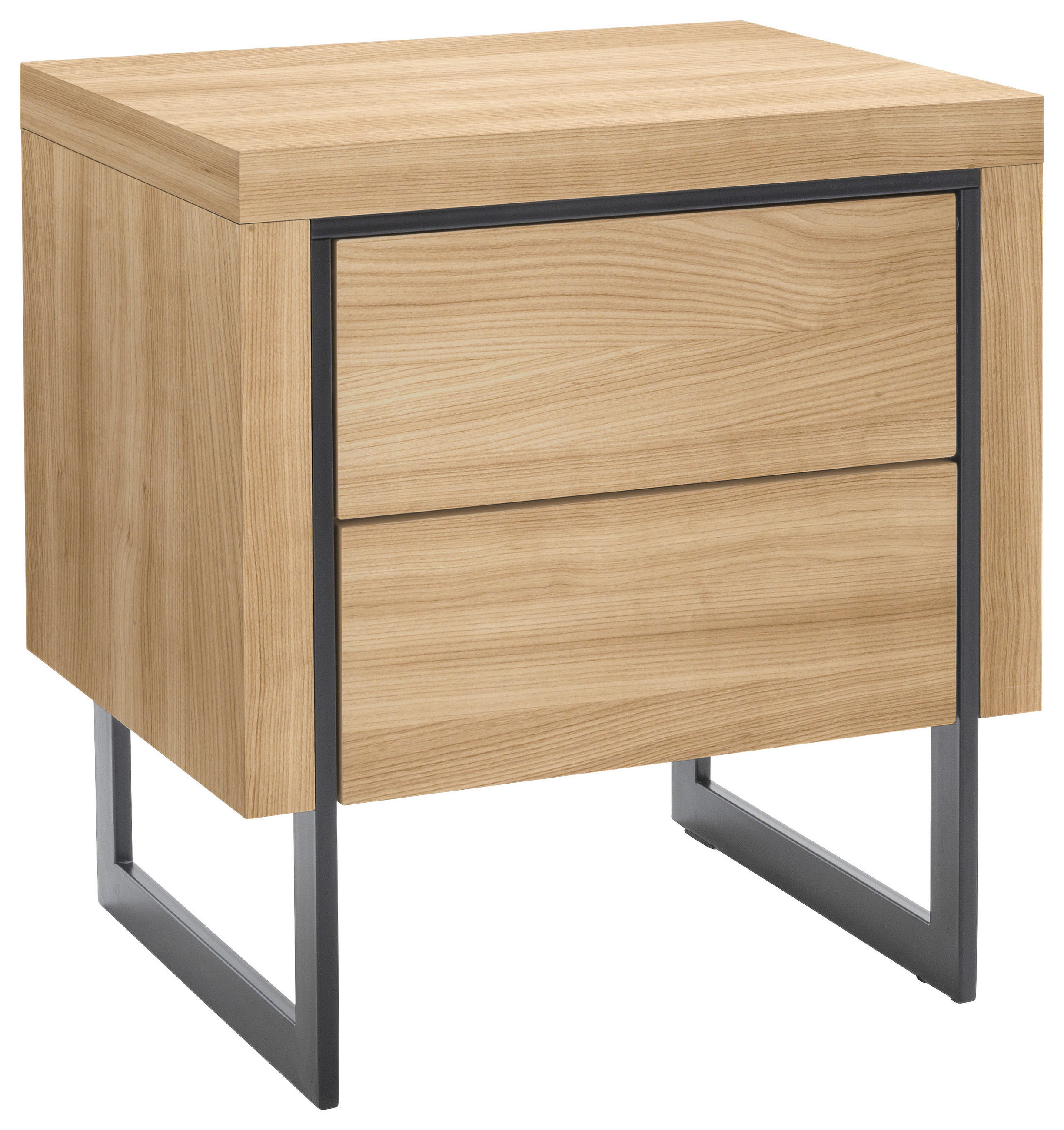 NACHTKÄSTCHEN in furniert Eiche Schwarz, Eichefarben  - Eichefarben/Schwarz, Design, Holz/Holzwerkstoff (50/55/40cm)