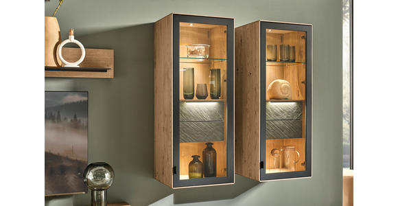 HÄNGEVITRINE Anthrazit, Schieferfarben, Kastanienfarben  47/117,2/39,5 cm  - Kastanienfarben/Schieferfarben, Natur, Glas/Holz (47/117,2/39,5cm) - Valnatura