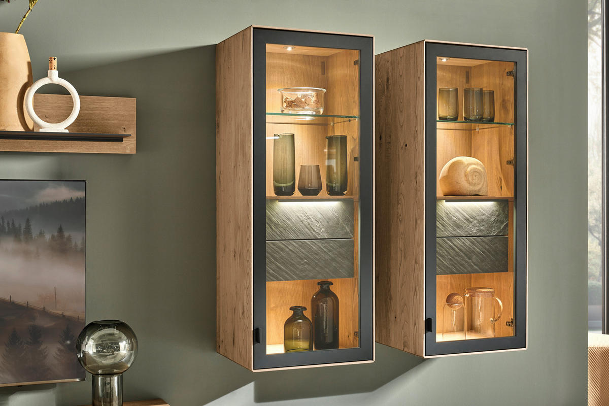 HÄNGEVITRINE Anthrazit, Schieferfarben, Kastanienfarben  47/117,2/39,5 cm  - Kastanienfarben/Schieferfarben, Natur, Glas/Holz (47/117,2/39,5cm) - Valnatura