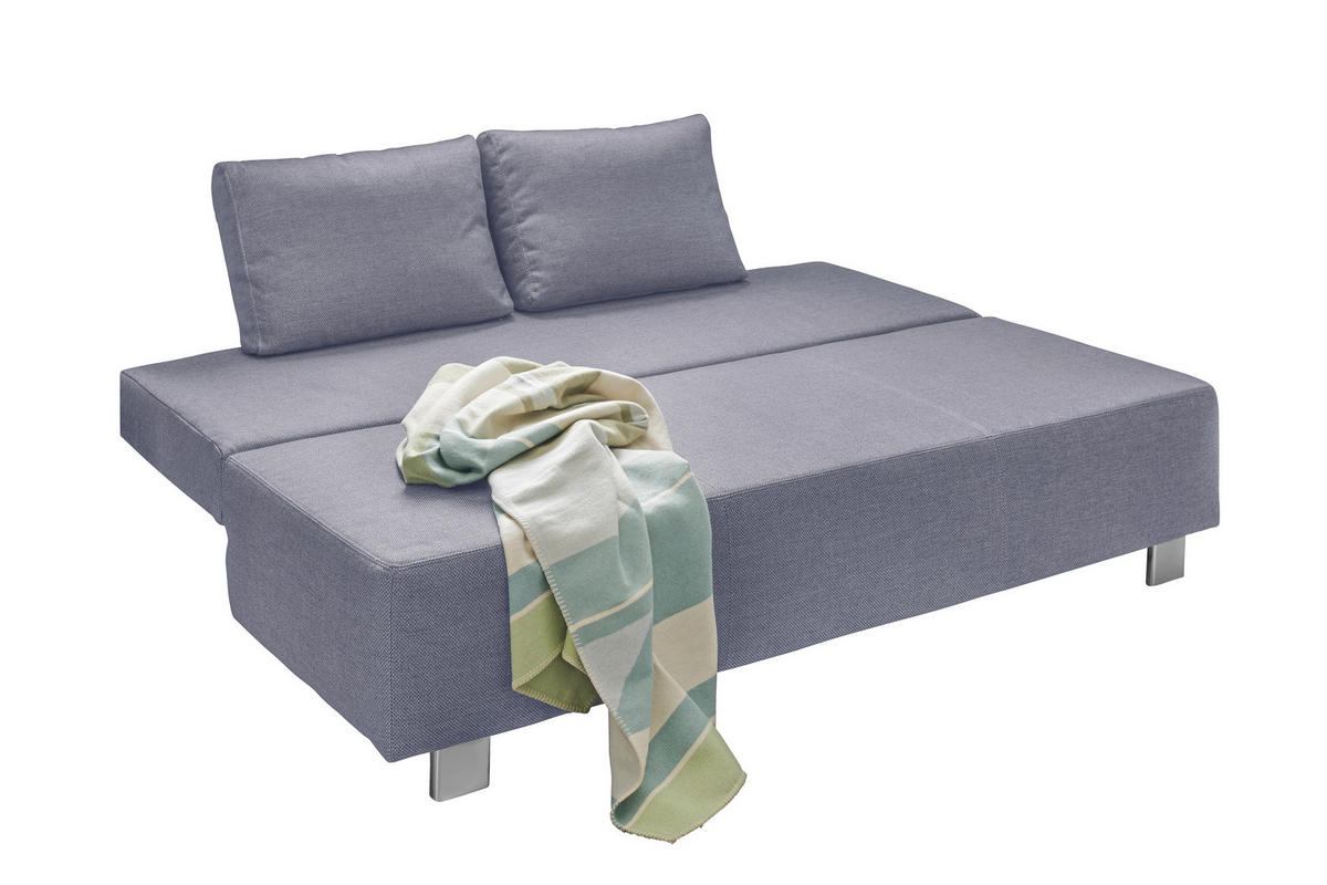 SCHLAFSOFA  mit Stoffauswahl, Rücken echt Grau  - Chromfarben/Grau, Design, Textil/Metall (197/88/89cm) - Livetastic