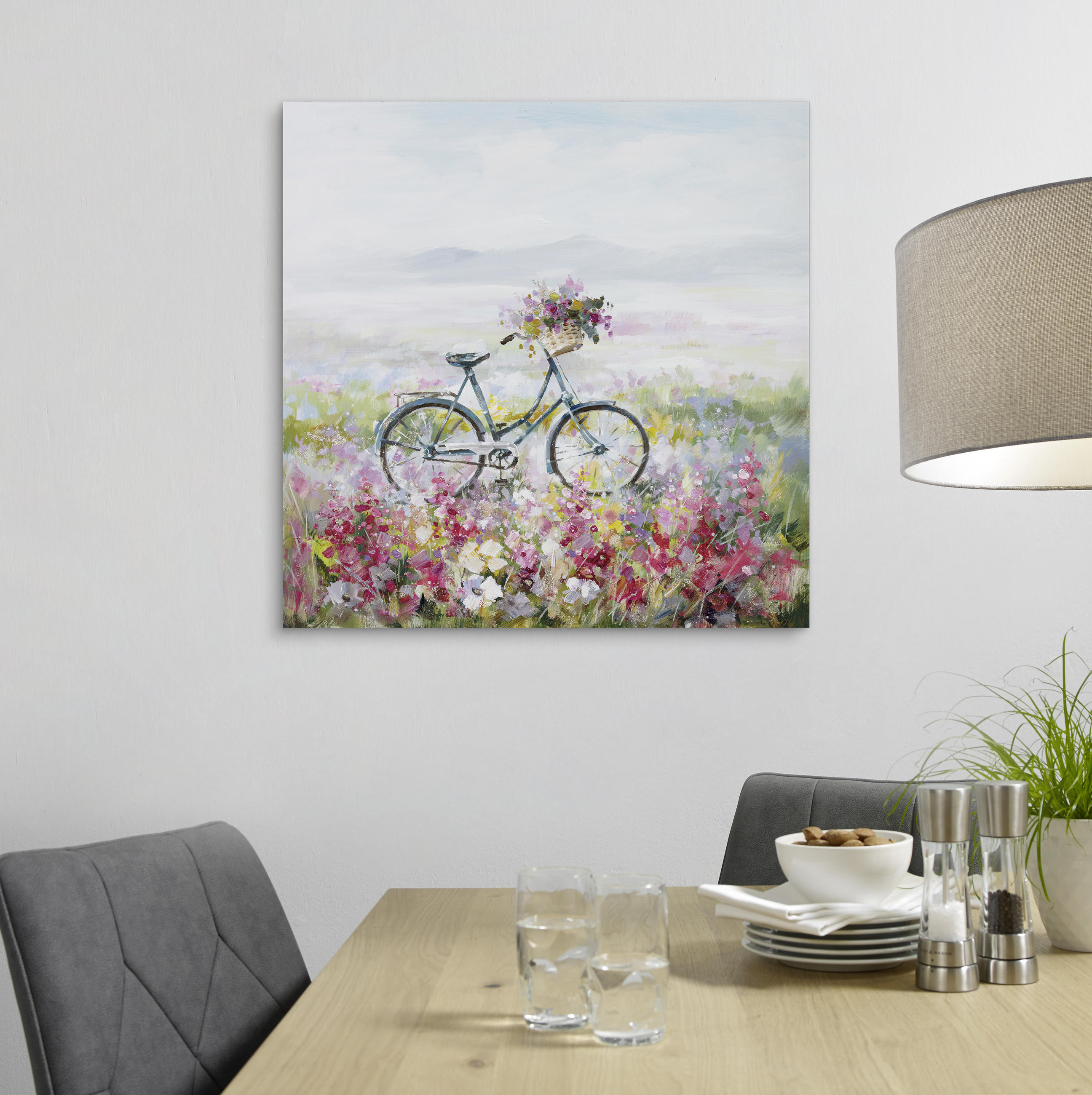 ÖLGEMÄLDE Blumen 100/100 cm  - Multicolor, LIFESTYLE, Holz/Textil (100/100cm) - Monee