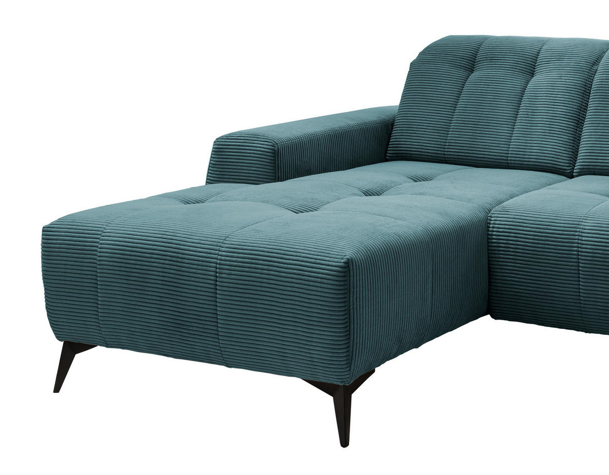 ECKSOFA in Cord Petrol  - Petrol/Schwarz, Modern, Textil/Metall (180/258cm) - Livetastic