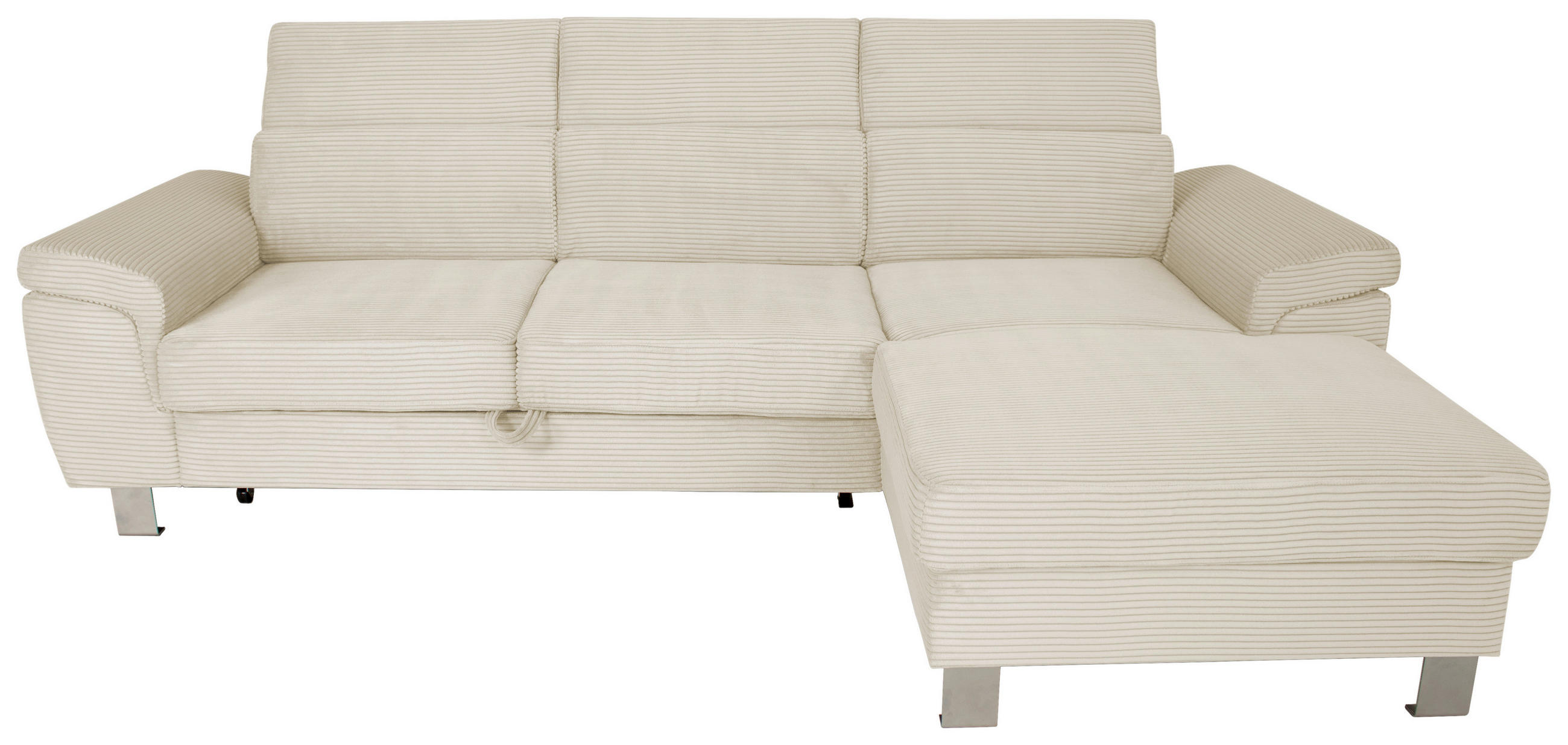 ECKSOFA in Cord Naturfarben  - Silberfarben/Naturfarben, Design, Textil/Metall (250/167cm) - Xora