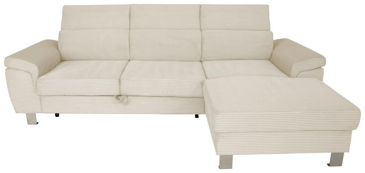 ECKSOFA in Cord Naturfarben  - Silberfarben/Naturfarben, Design, Textil/Metall (250/167cm) - Xora