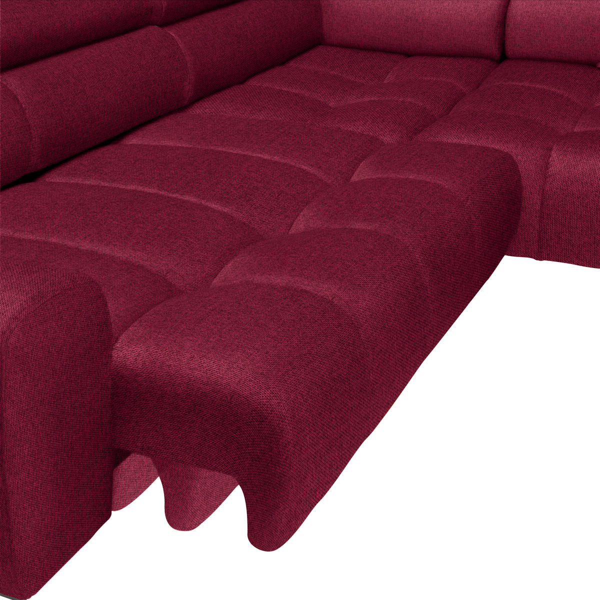ECKSOFA in Webstoff Rot  - Rot/Schwarz, Design, Textil/Metall (270/177cm) - Welnova