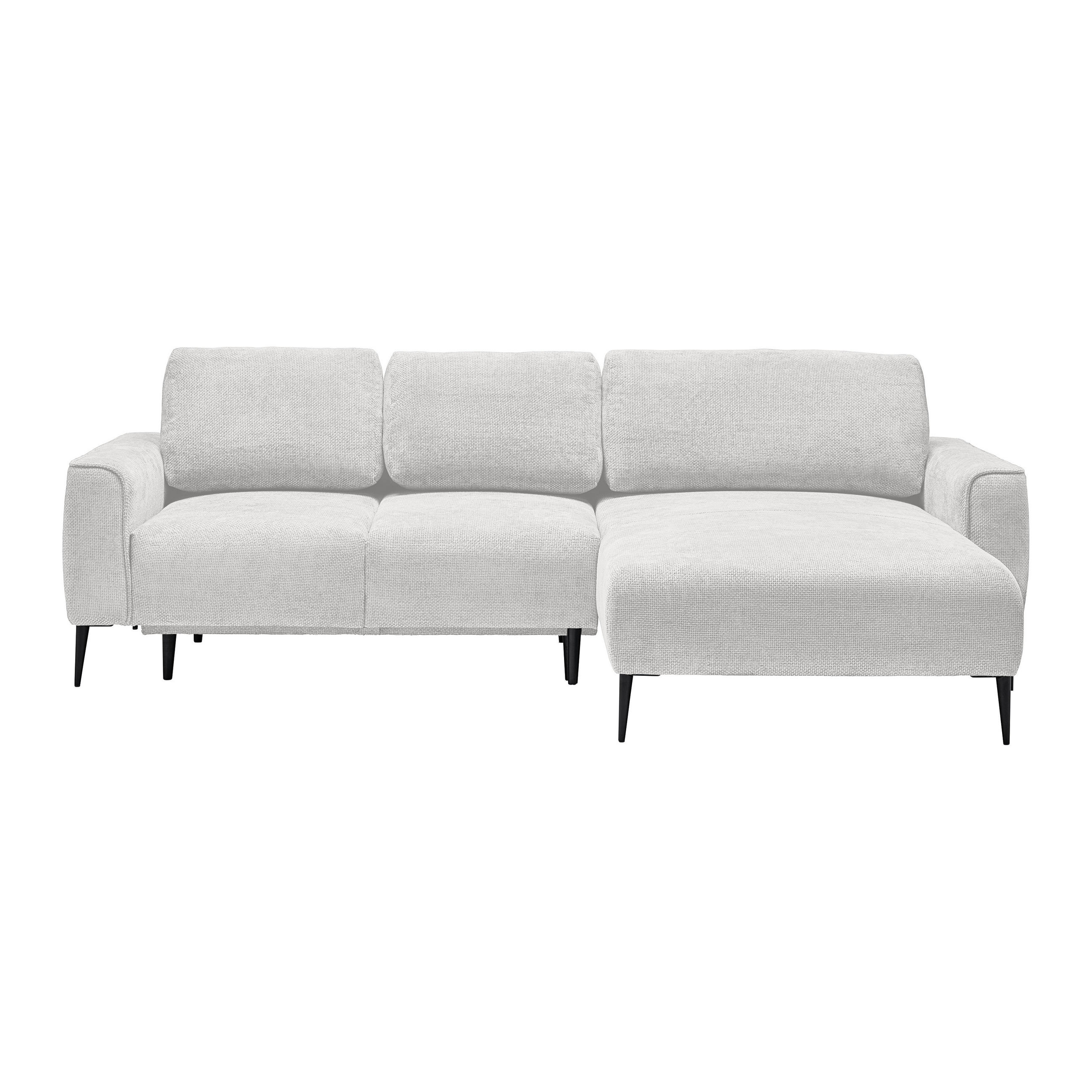 ECKSOFA in Webstoff Creme  - Creme/Schwarz, Modern, Textil/Metall (255/164cm) - MID.YOU