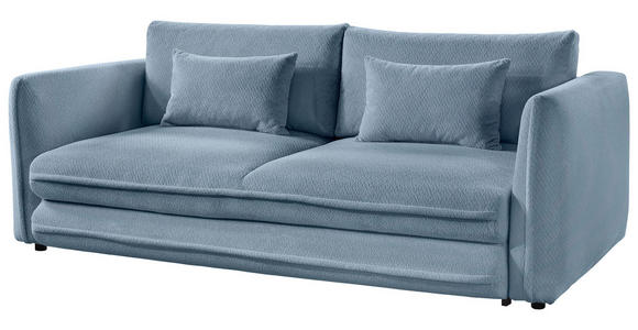 SCHLAFSOFA Struktur Blau Zierkissen, Rückenkissen, Bettkasten, Schlaffunktion, Rücken echt, Liegefläche im Originalstoff  - Blau/Schwarz, KONVENTIONELL, Kunststoff/Textil (237/94/117cm) - Carryhome