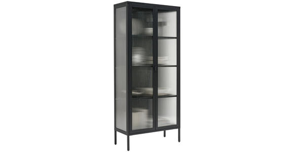 VITRINE in Schwarz  - Schwarz, Trend, Glas/Metall (80/180/35cm) - Xora