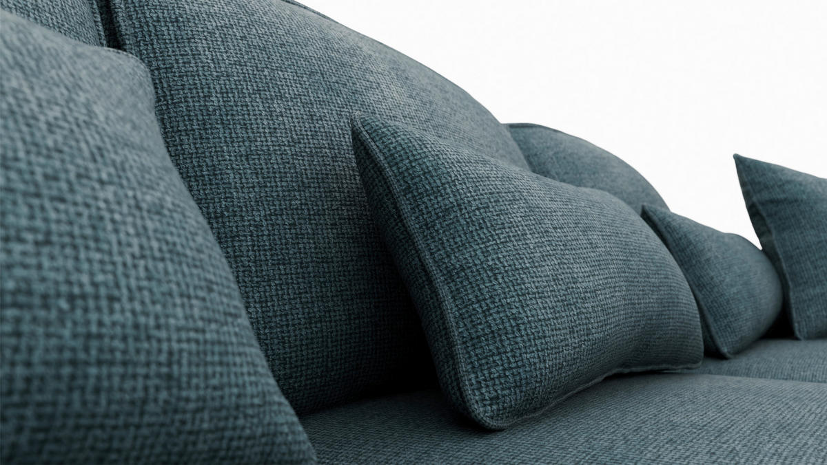 ECKSOFA Blau Chenille  - Blau/Grau, KONVENTIONELL, Kunststoff/Textil (293/205cm) - Carryhome