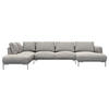 WOHNLANDSCHAFT Grau Webstoff, Flachgewebe  - Schwarz/Grau, Design, Textil/Metall (206/376/148cm) - Livetastic