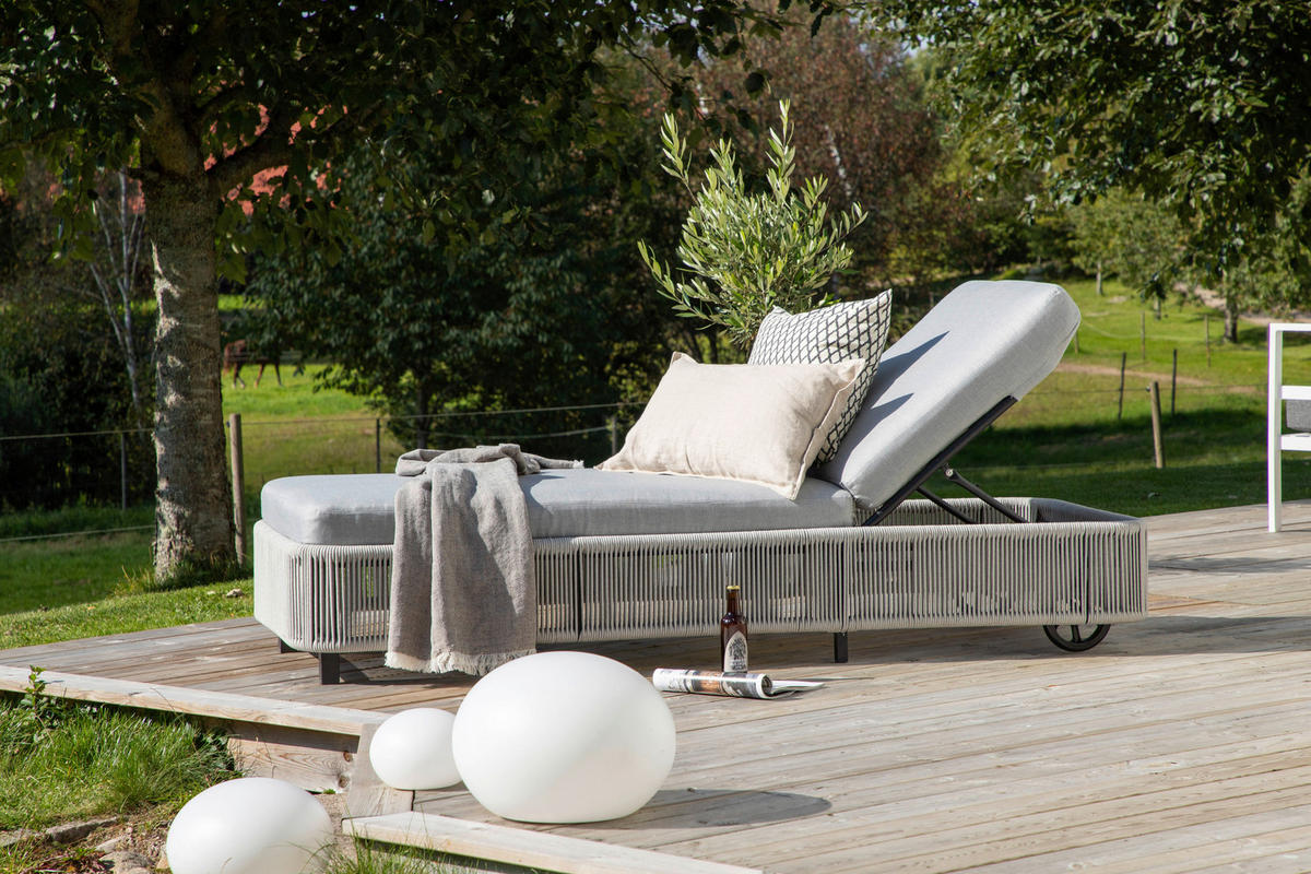 SONNENLIEGE 75/32/205 cm  - Schwarz/Grau, KONVENTIONELL, Textil/Metall (75/32/205cm) - Gardenson