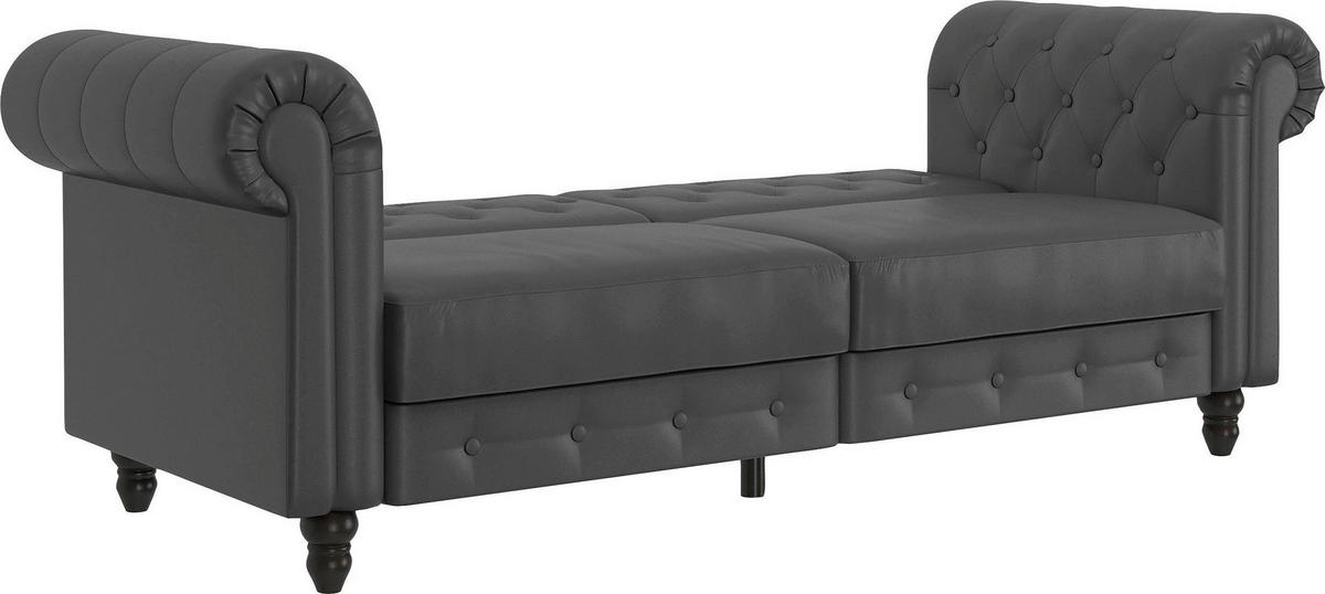 SCHLAFSOFA FIRENZE in Lederlook Grau Vintage, Skandinavisch, Modern  - Schwarz/Grau, Basics, Holz/Textil (236/83/87cm) - Livetastic