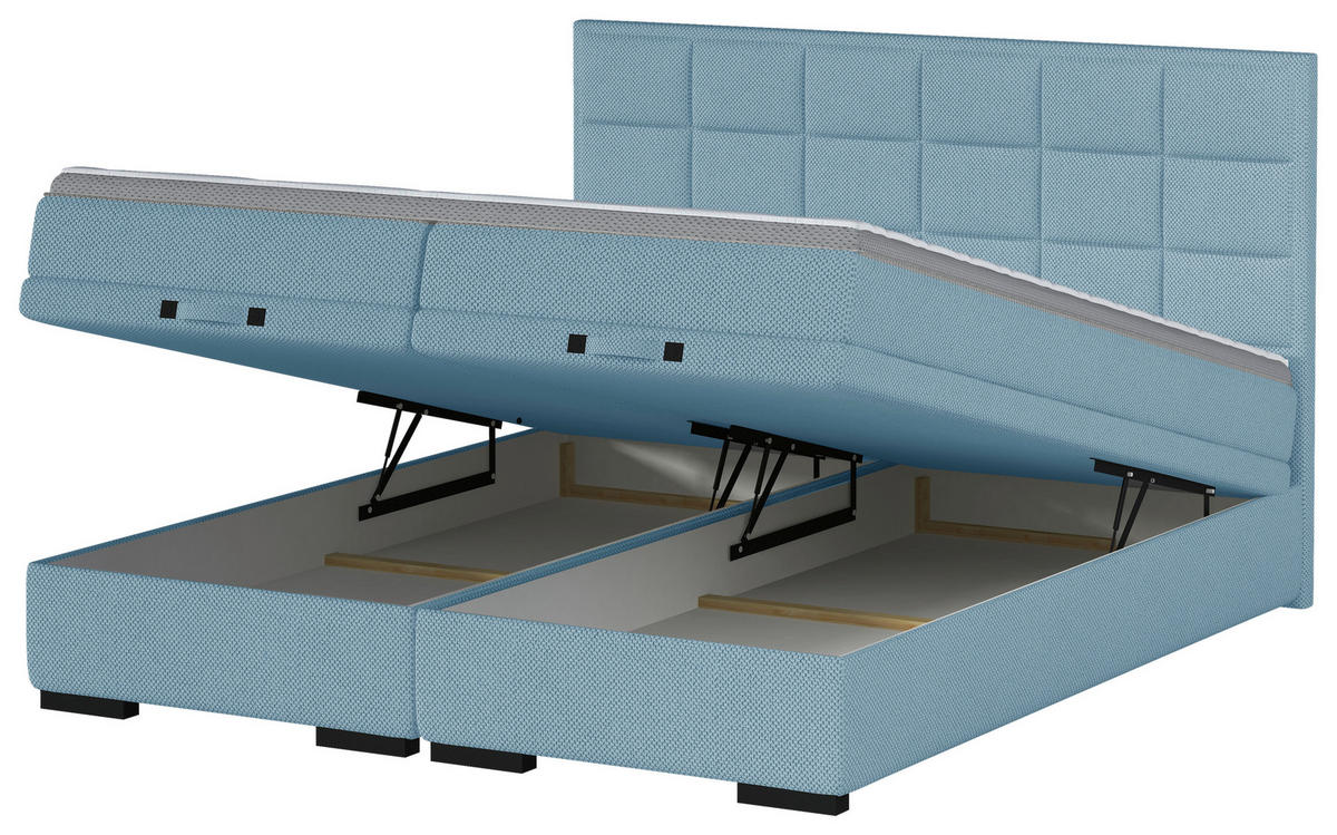 BOXSPRINGBETT 180/200 cm  in Blau  - Blau/Schwarz, Konventionell, Kunststoff/Textil (180/200cm) - home24