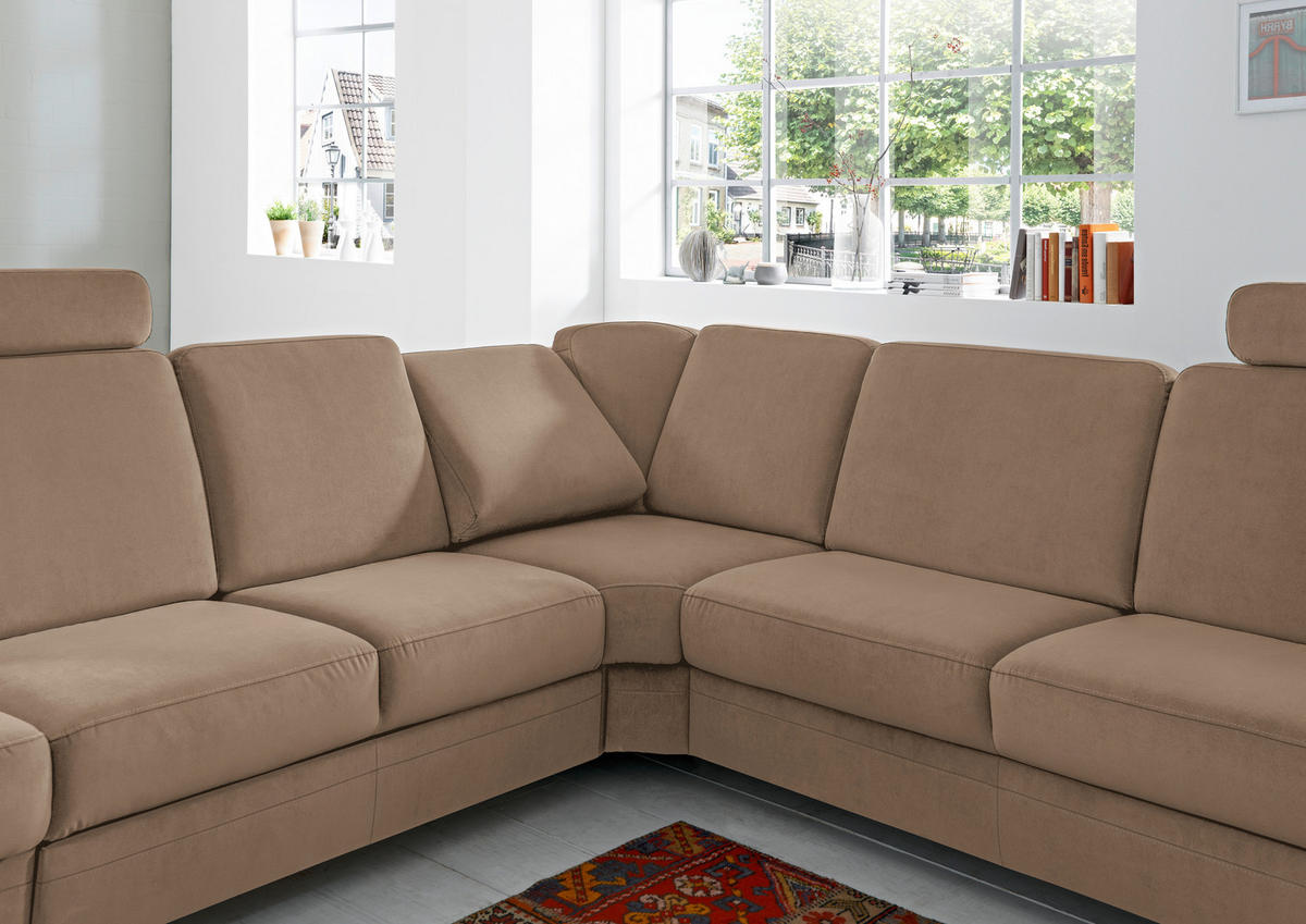 ECKSOFA in Flachgewebe Braun  287/269 cm  - Alufarben/Braun, KONVENTIONELL, Textil/Metall (287/269cm) - Beldomo System