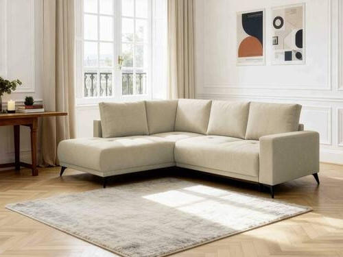 ECKSOFA 218/269 cm RAFAEL in Struktur Hellbraun Rückenkissen, Bettkasten  218/269 cm  - Hellbraun/Schwarz, Design, Textil/Metall (218/269cm) - P & B