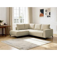 ECKSOFA RAFAEL Hellbraun Struktur Rückenkissen, Bettkasten  - Hellbraun/Schwarz, Design, Textil/Metall (218/269cm) - P & B