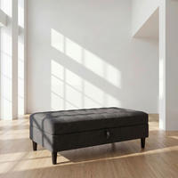 HOCKER PALERMO Webstoff, Leinenoptik Anthrazit  - Anthrazit/Schwarz, Basics, Kunststoff/Textil (130/43/69cm) - Livetastic