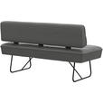 SITZBANK in Metall, Leder Dunkelgrau  - Dunkelgrau/Schwarz, Design, Leder/Metall (185/88/66cm) - Moderano